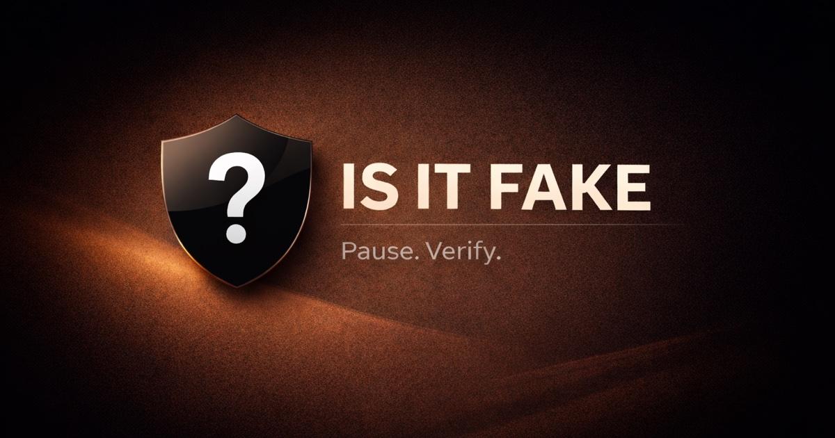 IsItFake — Pause. Verify. credibility checker brand visual